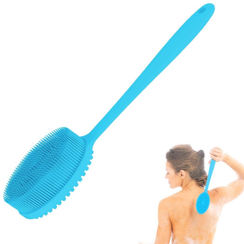 Silicone Body Scrubber with Handle,Double Sided Shower Brush-Body Exfoliator Scrubber&Soft Silicone Bath Body Brush.Massage Can Produce Rich Foam is Cleanse Every inch of Your Skin Simply Effectively