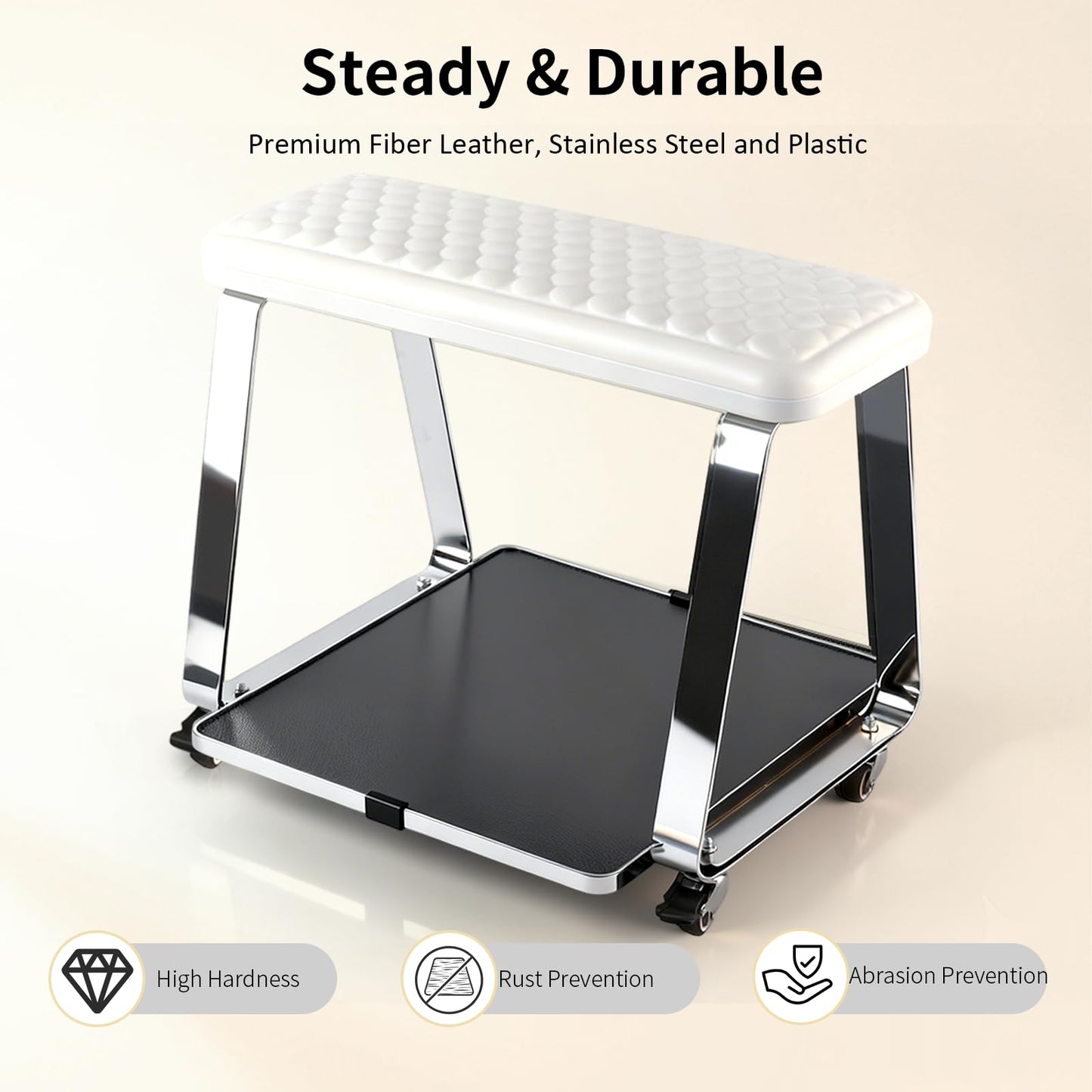 TADOPRO Pedicure Foot Rest, Pedicure Cart for Nail Art Tech Manicure Pedicure Stool Foot Stand with Wheels and Cushion Essential Tools for Spa, Salon, Massage & Home