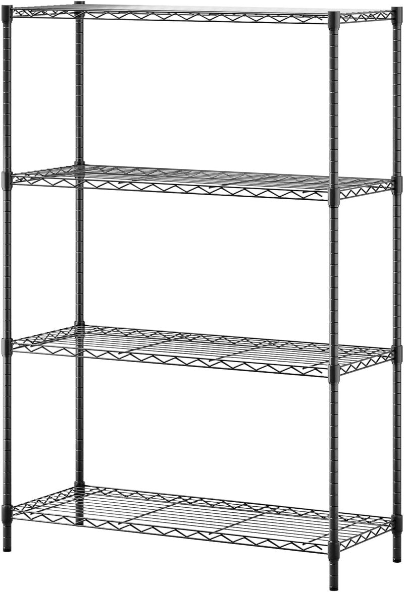 4-Tier Wire Storage Shelves - Heavy-Duty Metal Rack | Adjustable | 36x14x54 | Black | Holds Up to 1000 lbs | No-Tool Assembly