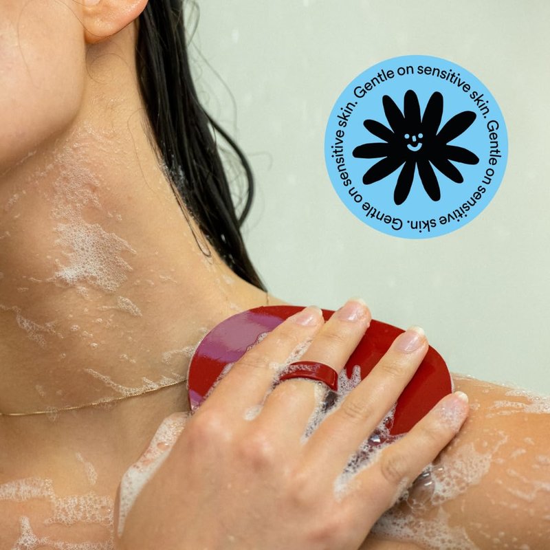 Boie USA Loop Body Scrubber - Soft Silicone-Like Exfoliating Shower Scrubber, Body Cleansing Brush - Hang-to-Wall Loofah Replacement - Antimicrobial Body Exfoliator for All Skin Types (Yellow)