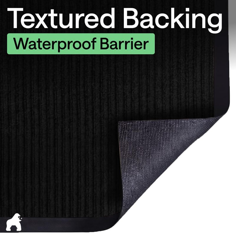 GORILLA GRIP Waterproof Traffic Guard Door Mat, Heavy Duty Entryway Mats, Strong Backing Commercial Utility Rugs for Office Hallway, Garage Floor and Home, Low Profile Carpet Runner, 29x17, Black