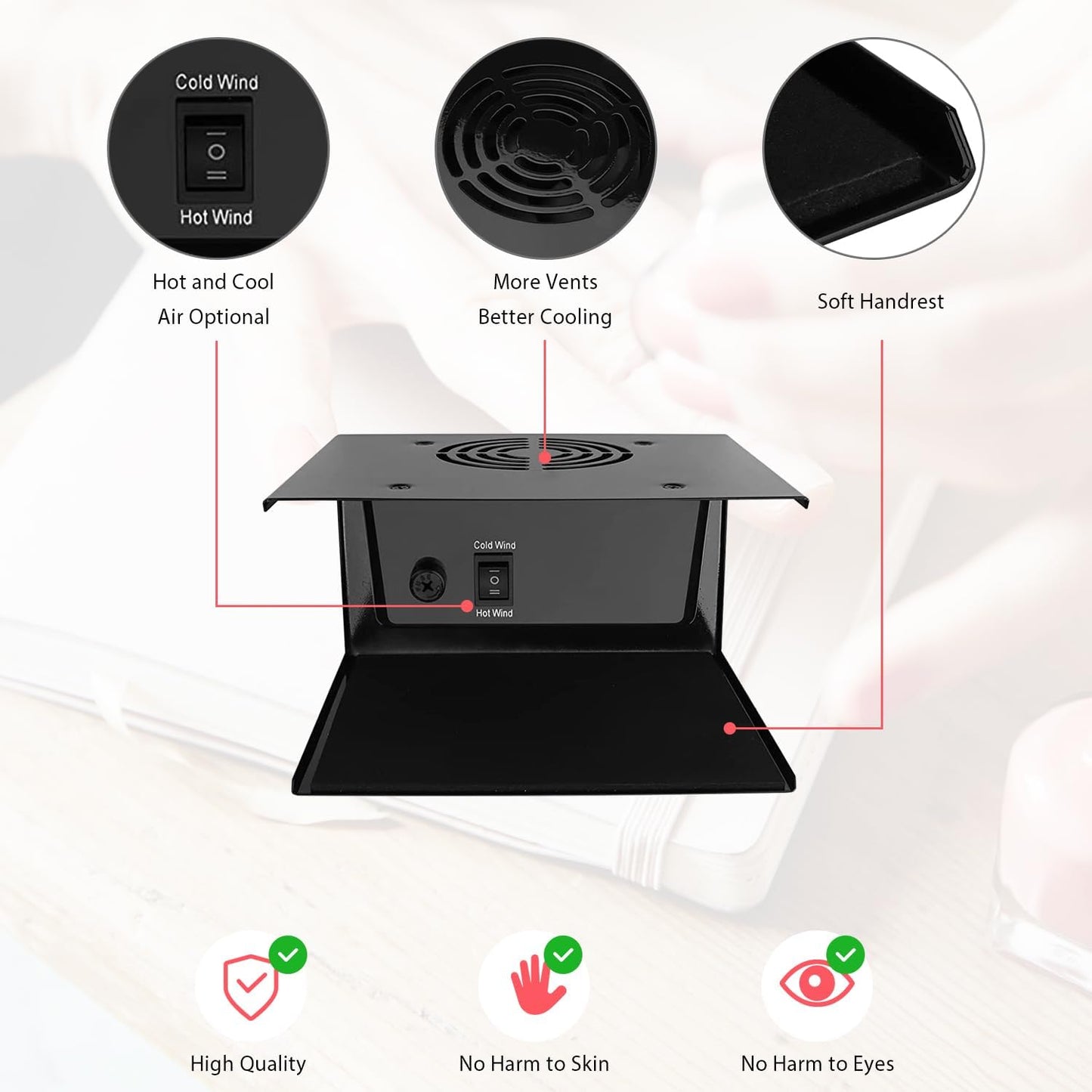 Skiennix Nail Dryer - 300W Professional Air Drying Fan with Hot & Cool Air for Manicure | Home & Salon Use