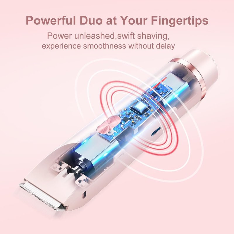 Bikini Trimmer for Women - 2-in-1 Electric Shaver for Body & Facial Hair Removal | Waterproof Rechargeable Design