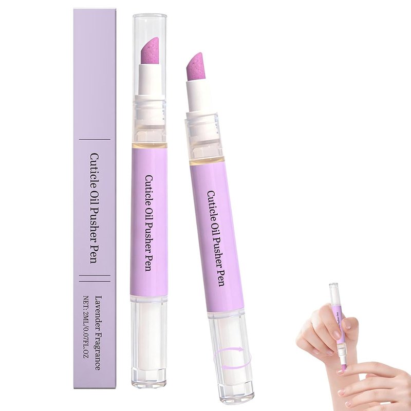 2-in-1 Cuticle Oil Pusher Pen, 2 Pcs Cuticle Oil Pusher Pen for Dry Nails & Cuticles, Nail Cuticle Pen Applicator, Cuticles Remover Pens for Hangnails, Moisturize Strengthen Brighten