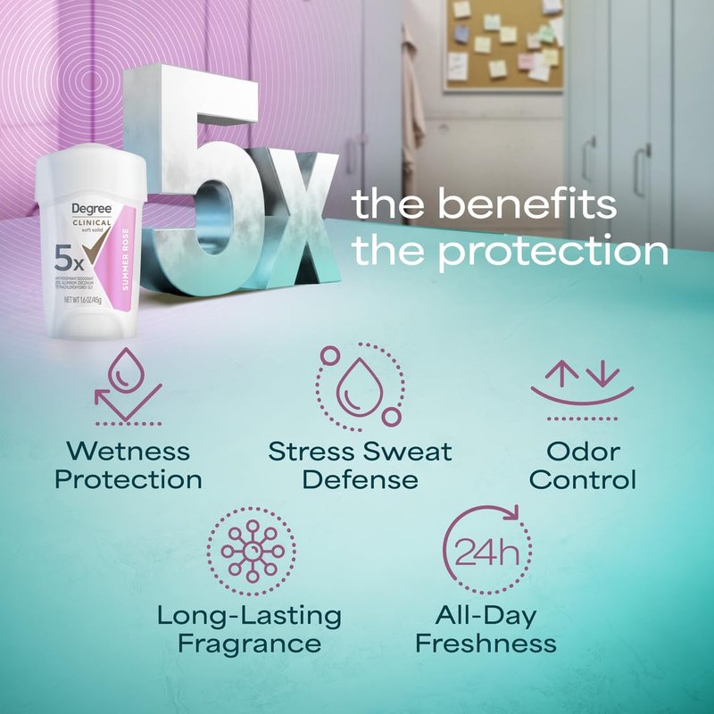 Degree Clinical Strength Antiperspirant Deodorant - 96-Hour Sweat & Odor Protection | Summer Rose, 1.6 oz