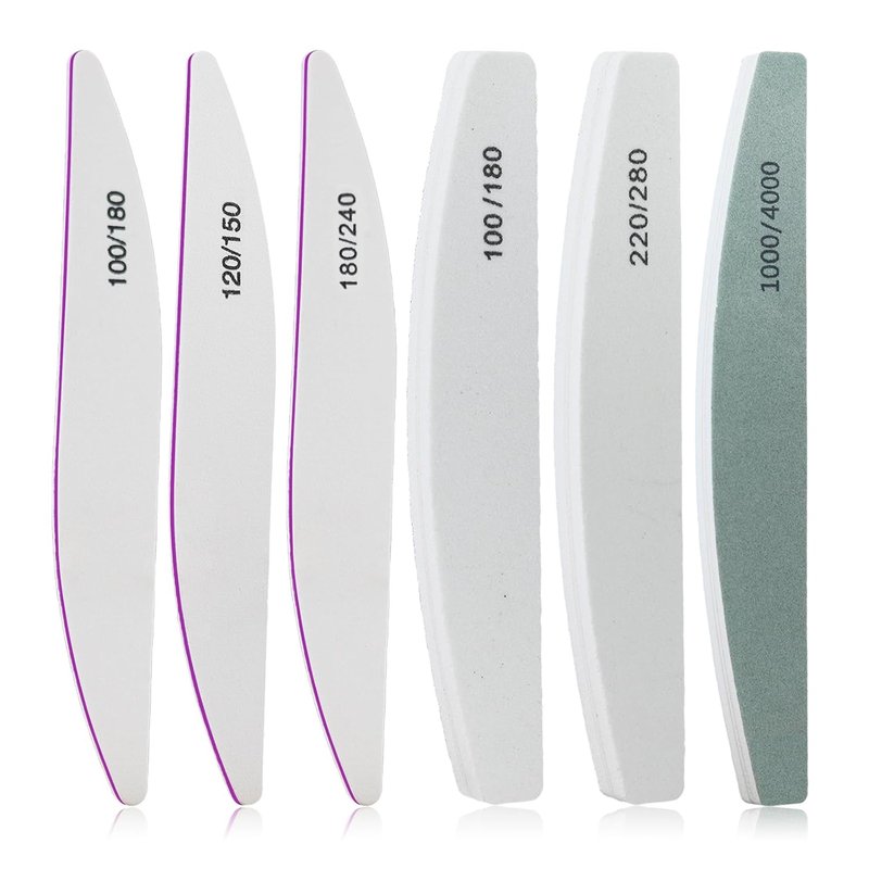 Nail Files Kit for Natural Acrylic Nail, 6 PCS Nail File Buffer Set for File/Buffer/Shine for Salon and Home