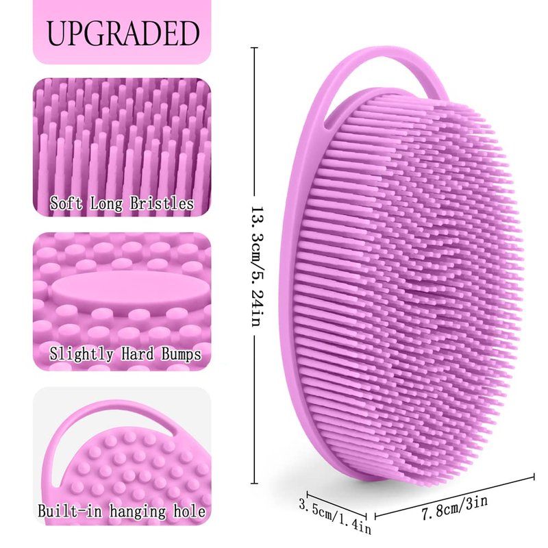 PQRUU 3 Pack Silicone Body Scrubbers for Use in Shower, Exfoliating Body Scrubber Fit for All Kinds of Skin, Soft Silicone Loofah,Bath Scrubbers Rapid Foaming,Blue,Green,Purple