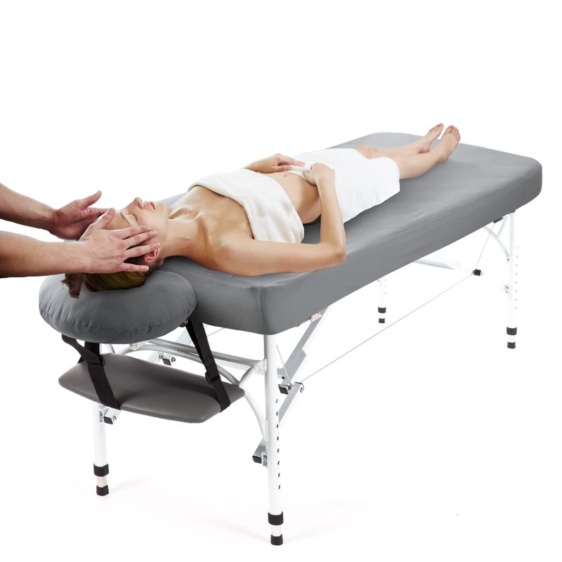 Massage Table Sheets Waterproof Massage Table Cover Set 2- Piece Include Massage Fitted Sheet and Face Cradle Cover Ultra Soft & Skin-friendly Fit Massage Table & Facial Bed, Grey, 28×73×7