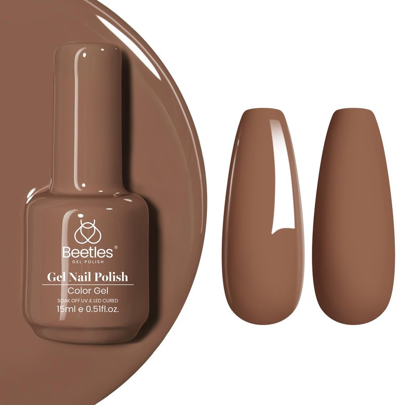 Beetles Brown Gel Nail Polish, 1Pcs 15ml Brown Winter Color Gel Polish Soak Off Nail Art Manicure Salon DIY Uv Lamp Nail Design Decoration at Home