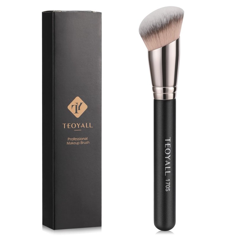 Angled Foundation Contour Brush - Synthetic Kabuki Brush for Blending & Buffing | Ideal for Liquid, Cream & Powder Makeup