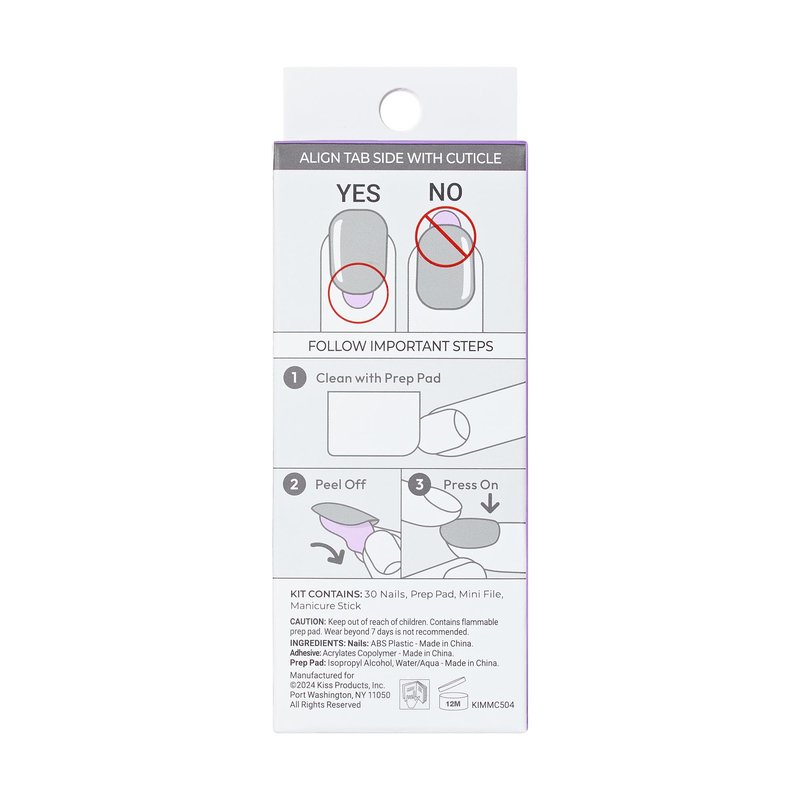 Kiss Impress No Glue Mani Press On Nails, Design, 'Ballerina', Green, Medium Size, Coffin Shape, Includes 30 Nails, Prep Pad, Instructions Sheet, 1 Manicure Stick, 1 Mini File