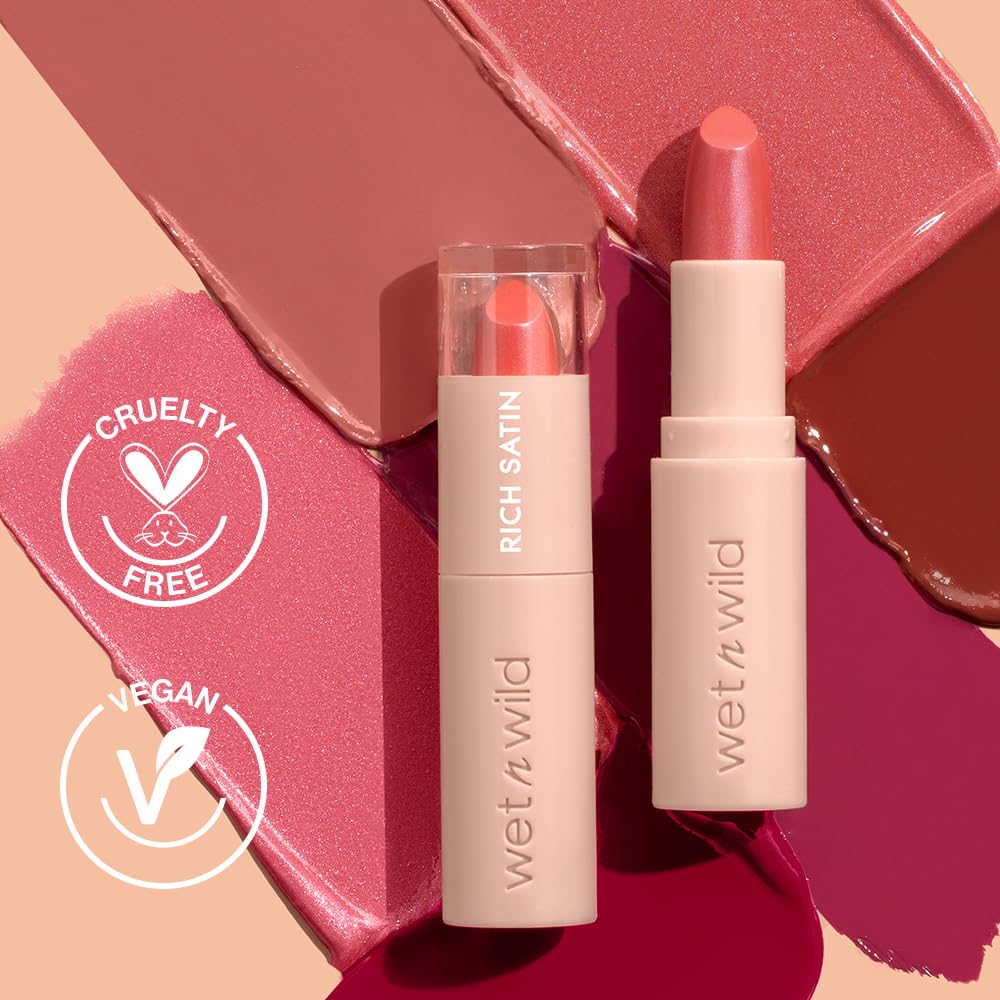 wet n wild Mega Last Rich Satin Lip Color, Rich Creamy Color with Satin Finish, Infused with Vitamin E & Moisturizing Argan Oil, Lightweight, Silky-Smooth, Vegan & Cruelty-Free - Berried Life