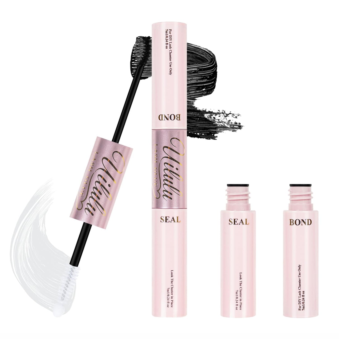 Uilulu Lash Glue - Waterproof 2-in-1 Black Adhesive for Strong Hold | DIY Eyelash Bond & Seal (14ml)