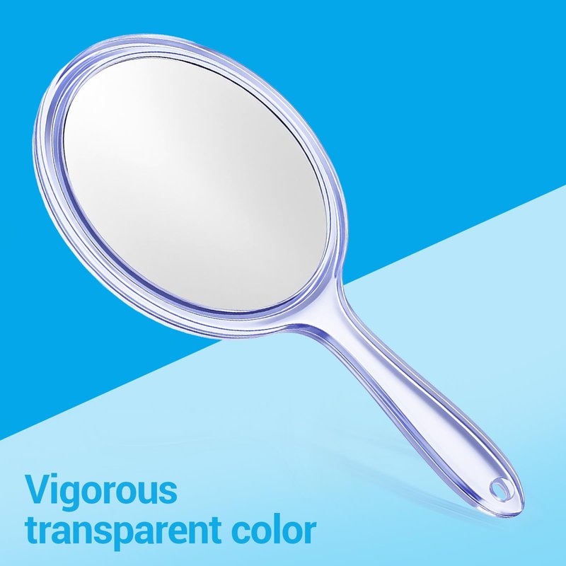 Bruislard Hand Held Mirror Double Sided with Handle, 1X/5X Magnifying Blue Mirror Hand-Mirror for Women 11.5x21cm