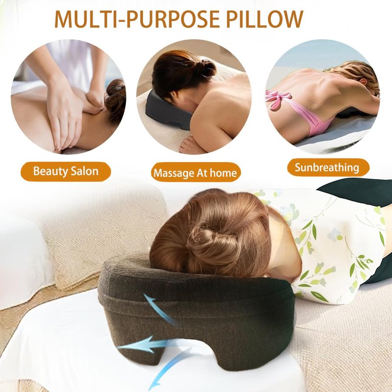 Fcare Face Down Pillows Massage After Surgery Post Eye Surgery, Pillow for Bed Headrest Prone Down Sleeping，Face Cradle，BBL Pillow Recovery & Removable Cover Grey