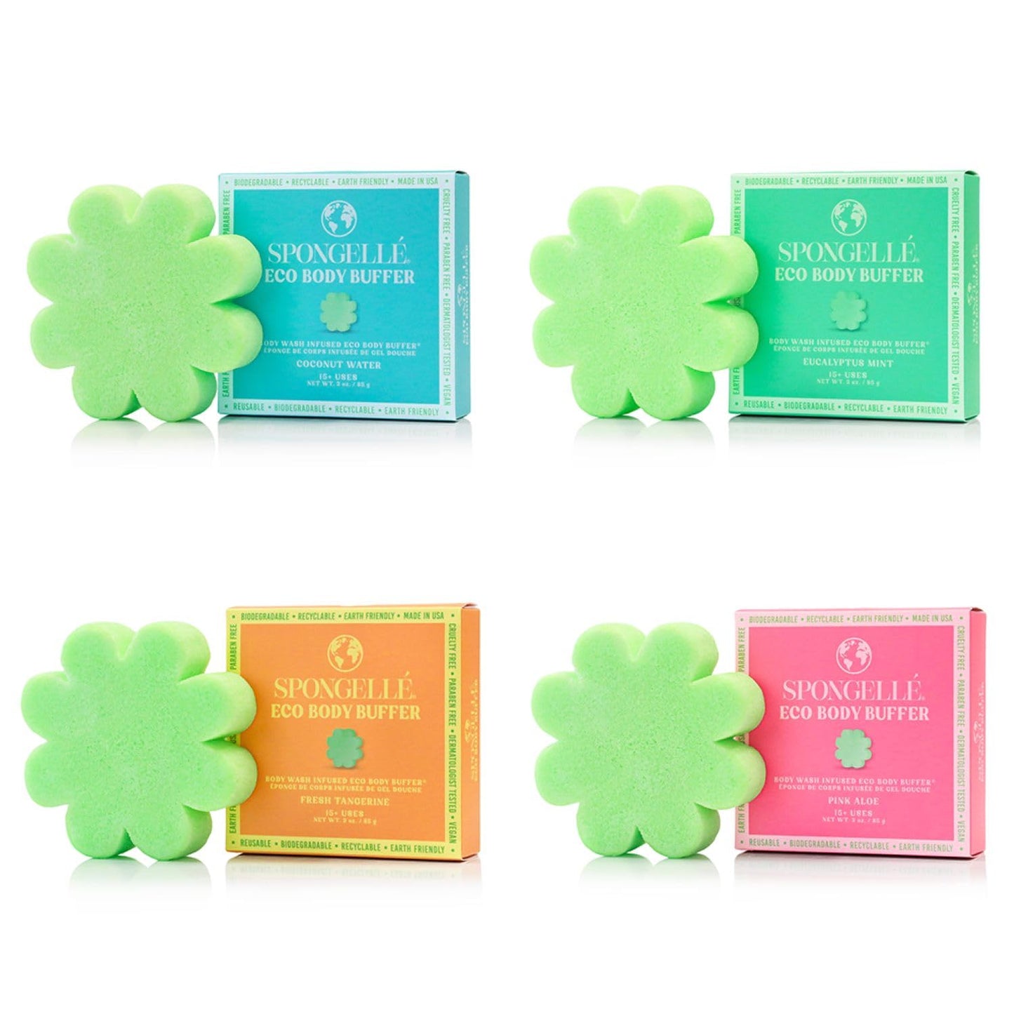 Spongelle Eco Collection Body Buffer Assorted Pack Body Scrubber | Bath & Shower Loofah for Men & Women | Biodegradable, Cruelty-Free, Vegan, Dermatologist-Tested, Made in USA | 15+ uses