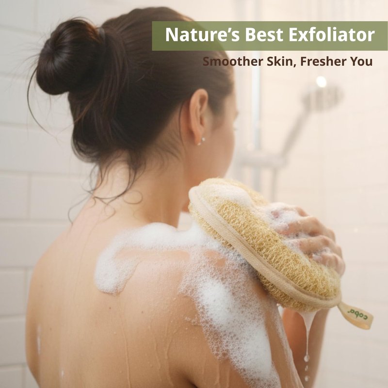 Coba Straws Natural Loofah Exfoliating Body & Facial Scrubber Set | 100% Plant-Based Shower Luffa Sponge for Deep Cleansing, Smooth & Glowing Skin | Bath Loofah for Women & Men