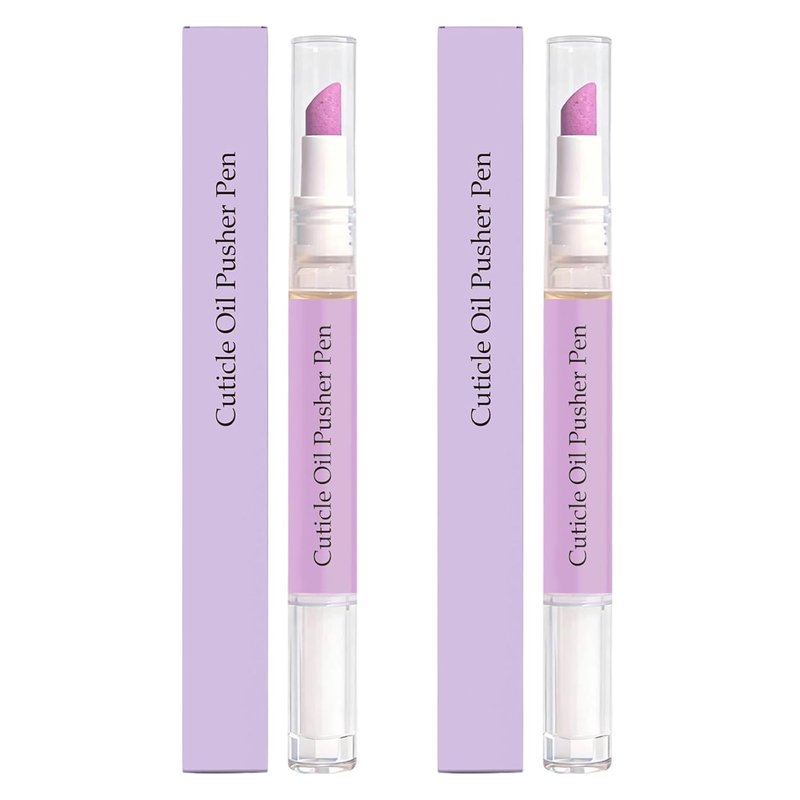 Cuticle Oil Pen for Nails - Moisturizing & Strengthening Formula | 2 Pack with Pusher, Transparent Bottle
