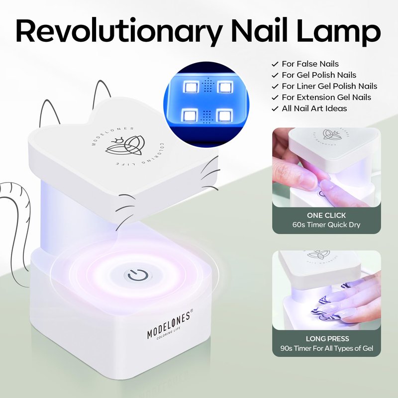 Nail Gel Kit - 9-in-One Acrylic Coffin Nails with UV Light & 500pcs Tips | DIY Salon Extensions