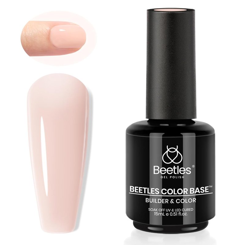 Beetles Rubber Base Gel Nail Polish - 15ml Neutral Nude Pink Builder Coat for Nail Art Design