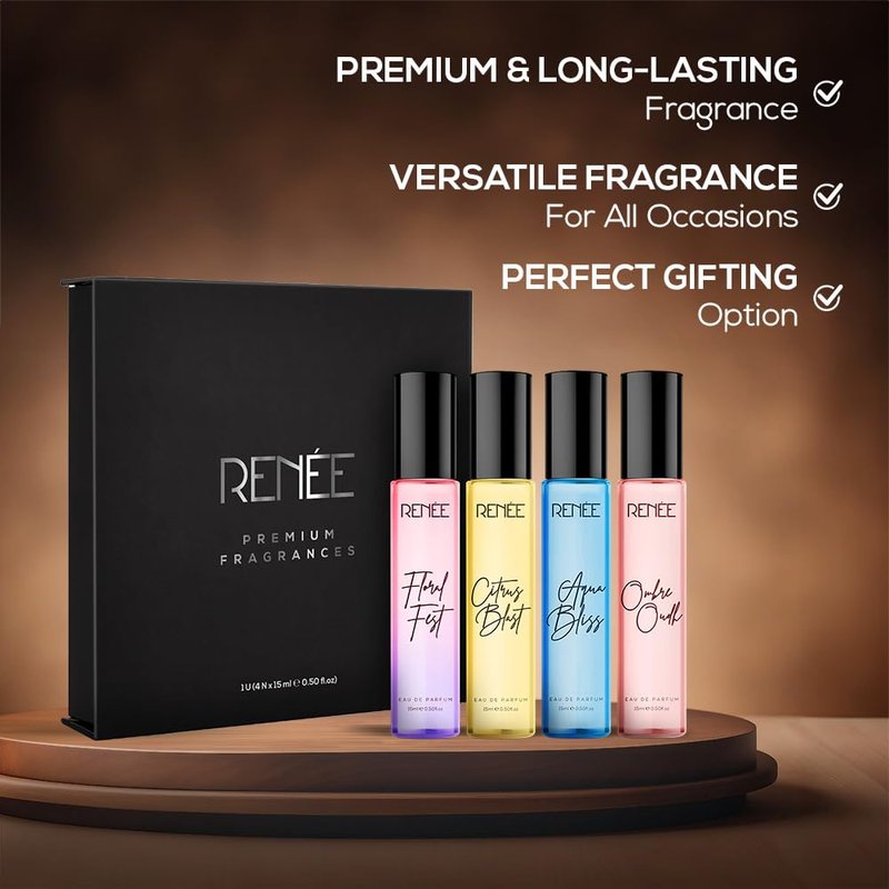 RENEE Premium Fragrance Gift Set - Eau De Parfum Collection | 4 Travel-Friendly Mini Perfumes for Women, 0.50 fl oz Each