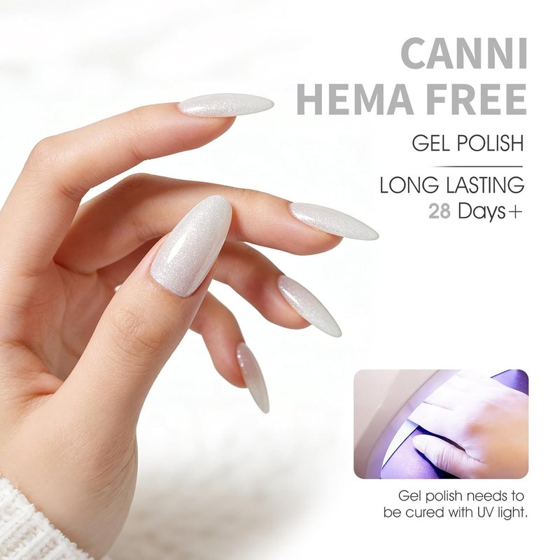 CANNI 9ml Gel Nail Polish Set, 6 Colors HEMA-Free Pink Glitter Nude Manicure Kit, Long-Lasting Gel Polish for Salon & DIY Use
