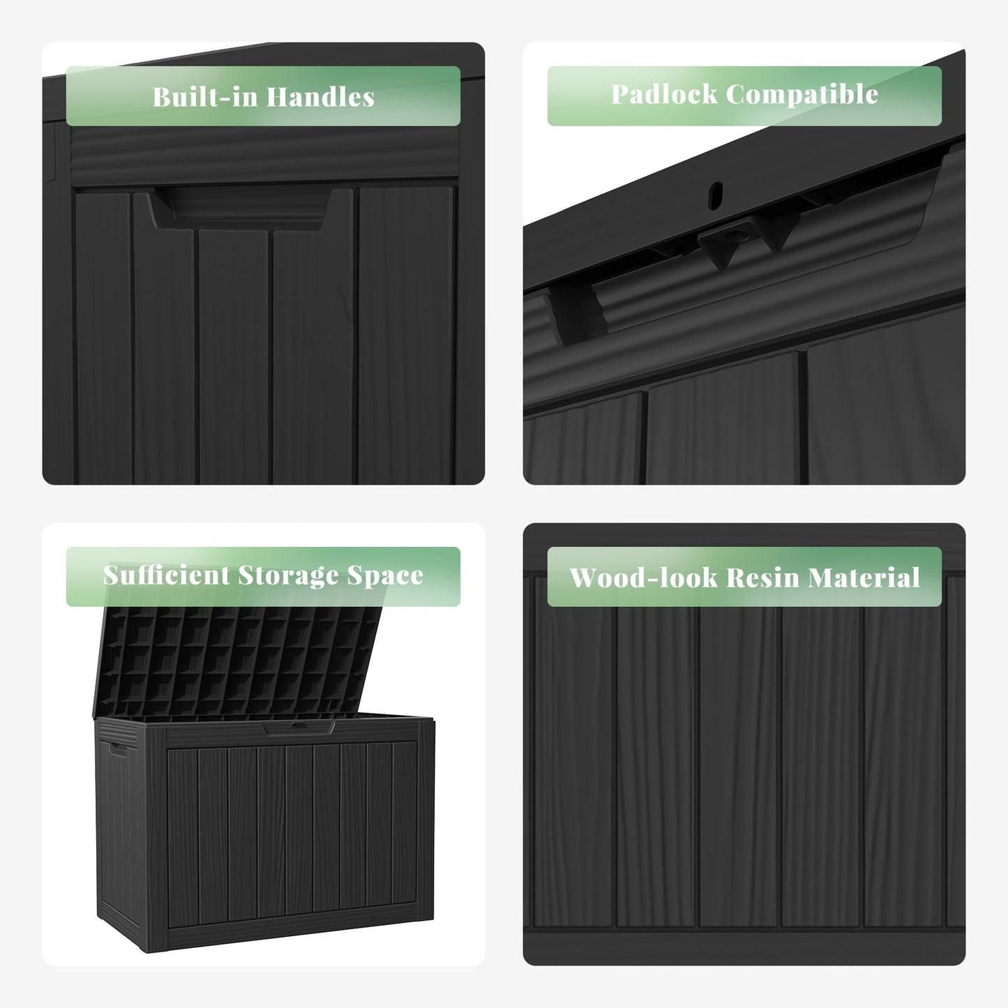 GGYI 50 GallonOutdoor Storage Box,Resin Deck Boxes Waterproof, IndoorOutdoor Bin for Package Delivery, Patio Cushions, Gardening Tools, Lockable, UV Resistant