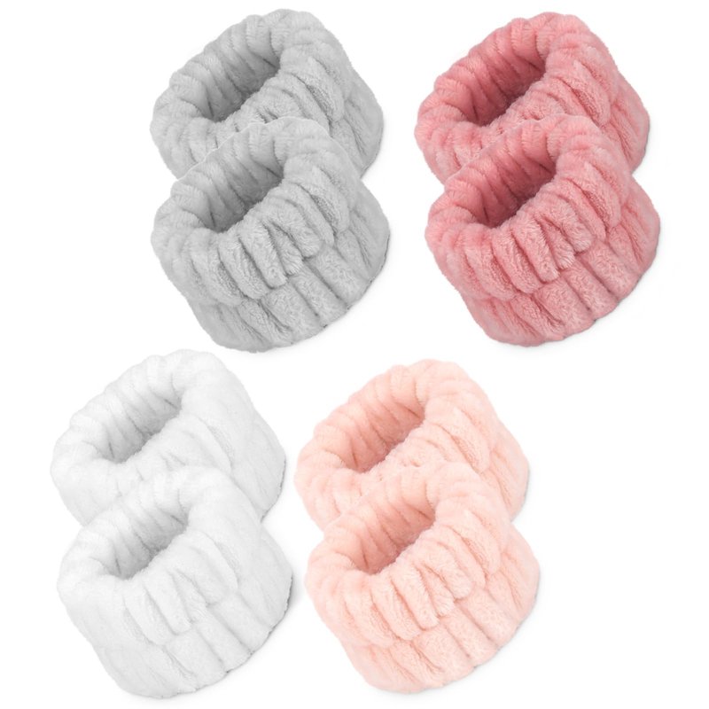 Crosize 8 Pcs Microfiber Wrist Bands for Washing Face, Women's Absorbent Face Washing Wristbands, Prevent Water from Spilling Down Your Arms