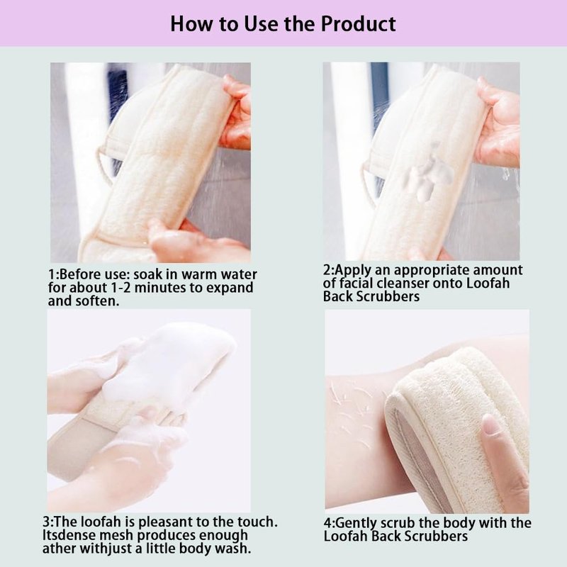 haikuluo Extra-Long Natural Loofah Back Scrubber,1 Pack