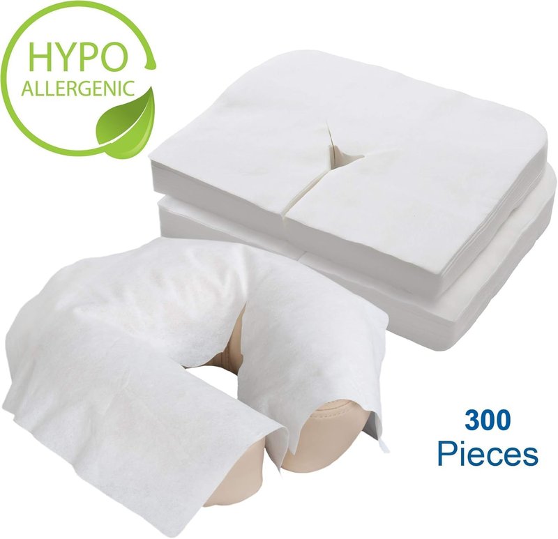 EarthLite Disposable Face Cradle Covers - Medical-Grade Ultra Soft Headrest Covers | 300-Pack, Non-Sticking, White