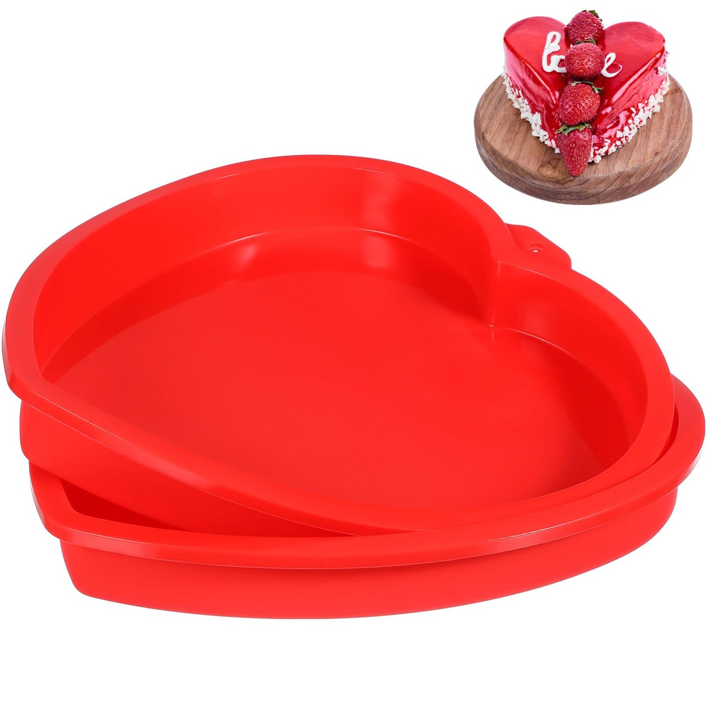 TOVINANNA Heart-Shaped Cake Pan Set 8-Inch Silicone Molds for Baking Non-Stick Silicone Cake Tins for Romantic Occasions Oven and Microwave Safe - 2 Pack
