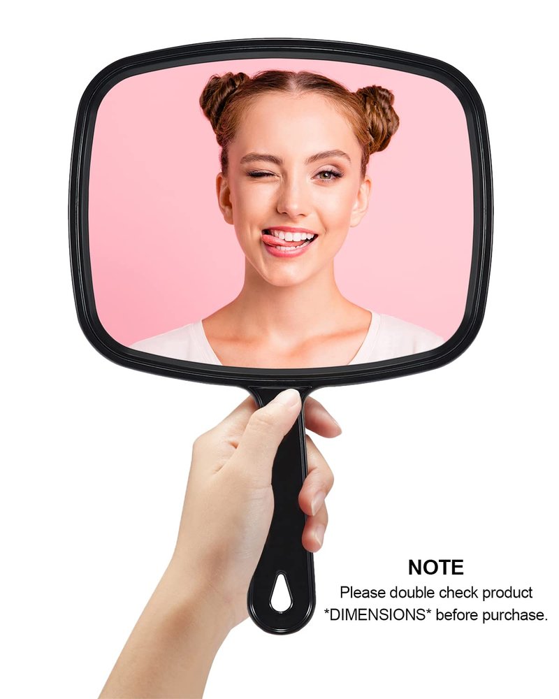 Large Handheld Salon Mirror - PROTECLE Square Black Hairdressing Mirror | 10.3"x7.4" Size