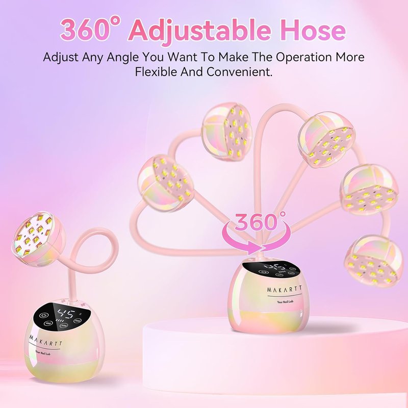 Makartt UV LED Nail Lamp - Cordless Gooseneck Light with Auto Sensor & 4 Timer Settings | Fast Curing in Glazed Pink
