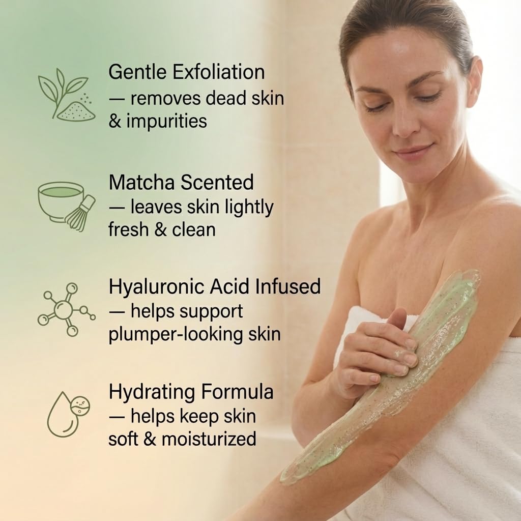My Beauty Spot Scented Body Scrub for Women - Matcha Scented Body Scrub, Natural Exfoliating Body Scrub, Skin Exfoliator Infused with Hyaluronic Acid, Romoves Dead Skin From Body - Extra Large 500 ml.