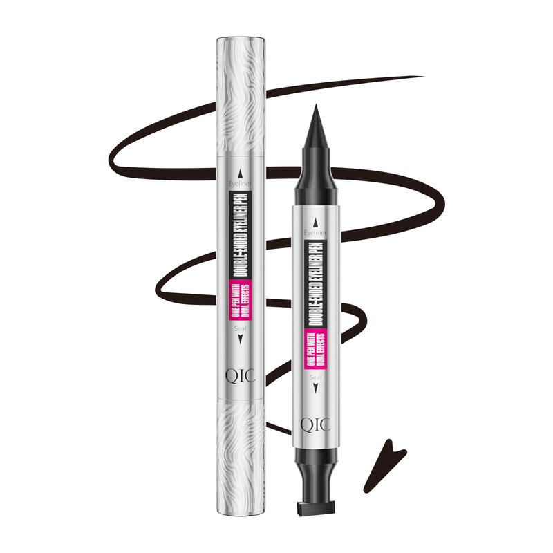 QIC Winged Eyeliner Stamp, Black eyeliner pencil,Double-End Eye liner Stamp, For Both Eyes,Liquid eyeliner waterproof, Easy For Beginners, Perfect Wing Cat Eye Liner, Quick-dry, Smudge-proof