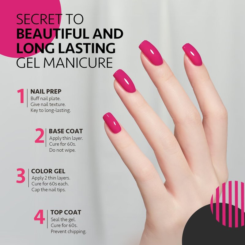 GAOY Hot Pink Gel Nail Polish, 16ml Soak Off UV Light Cure Gel Polish for Nail Art DIY Manicure at Home, Color 1527