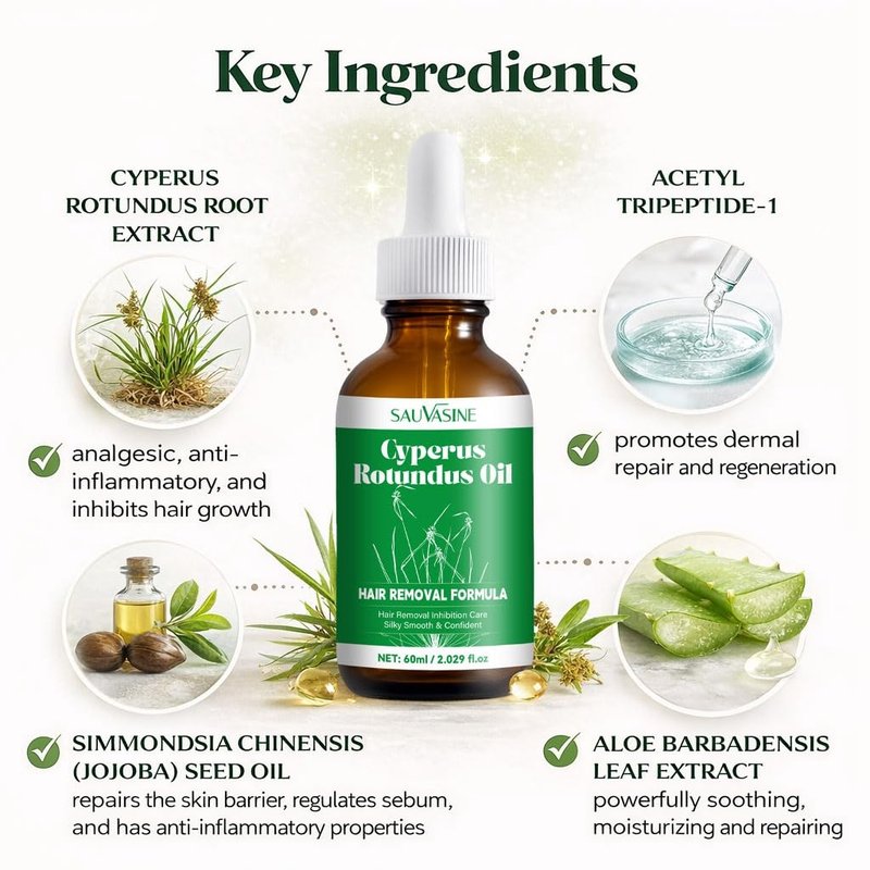 DreamCatching Cyperus Rotundus Oil, Natural for Reducing Body Hair Growth, Cyperus Rotundus Oil for Hair Removal, Reduces Unwanted Hair Growth, Reducing Body Hair Growth, Shrink Pores 2.02 Fl Oz