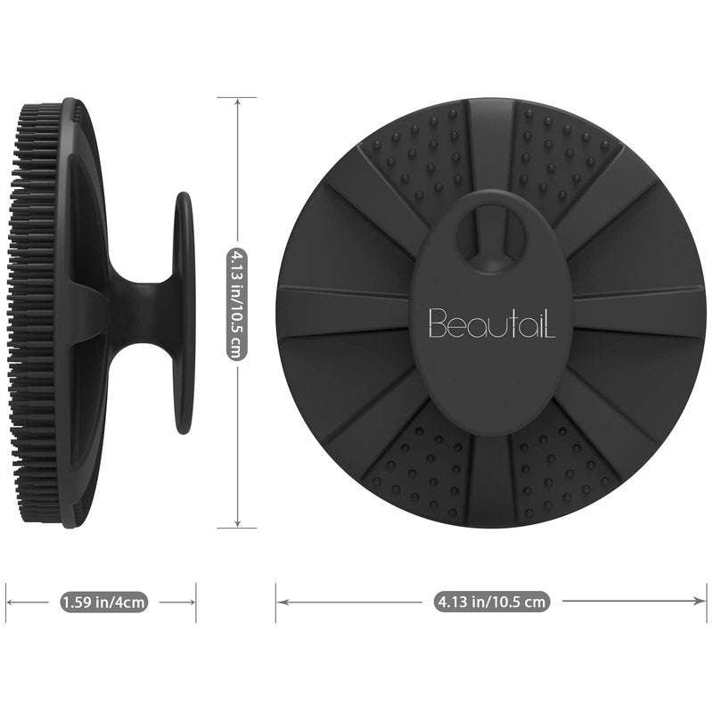 Silicone Body Scrubber, BEAUTAIL Shower Bath Scrubber, More Hygienic Than Traditional Loofah, Lather Nicely, Long Lasting, Gentle Exfoliating Brush for Women Men Baby Sensitive Skin, 1 Pack, Black