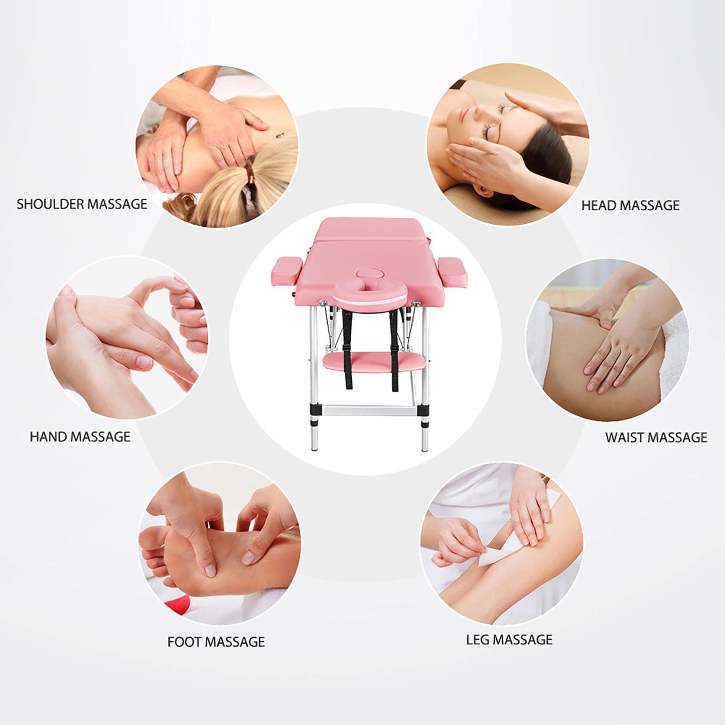Yaheetech Massage Tables Portable Spa Bed Aluminum Facial Tattoo Bed Lash Bed for Eyelash Extensions Pink