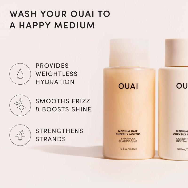 OUAI Medium Hair Shampoo & Conditioner Set | Sulfate-Free, Keratin & Shea Butter Formula - 10 Fl Oz