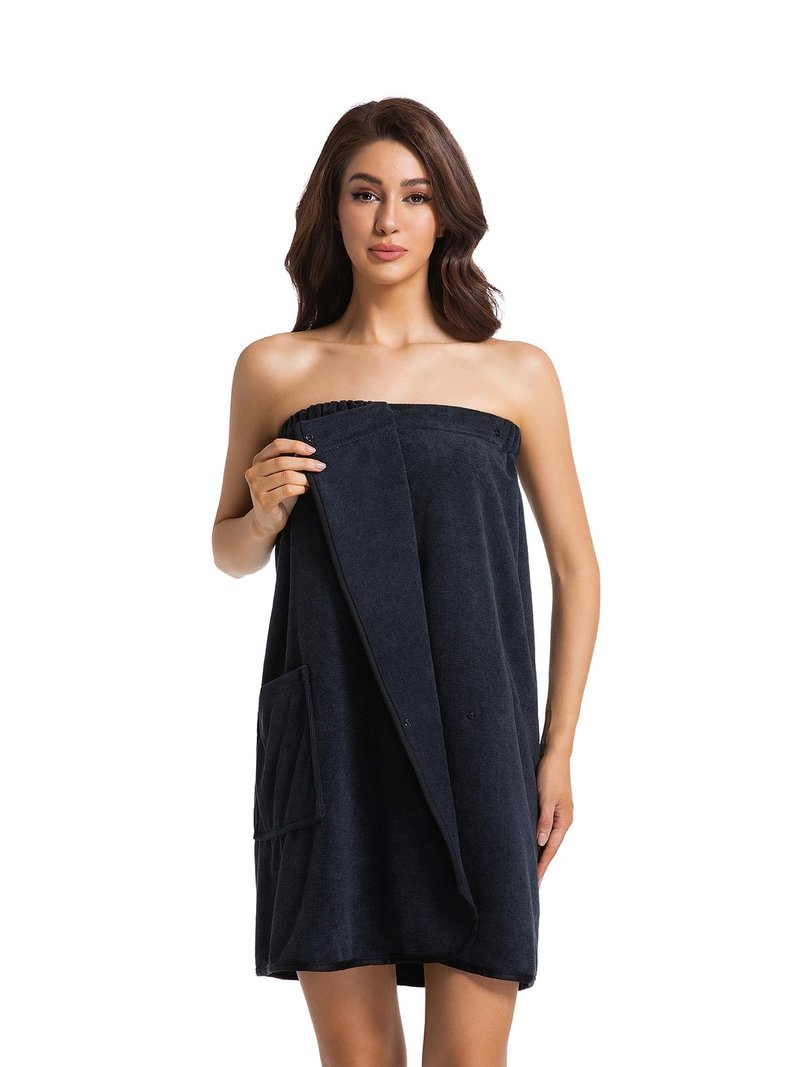 GUODDS Womens Towel Wrap Bath Robe Lightweight Spa Body Wrap Shower Adjustable Snap Closure