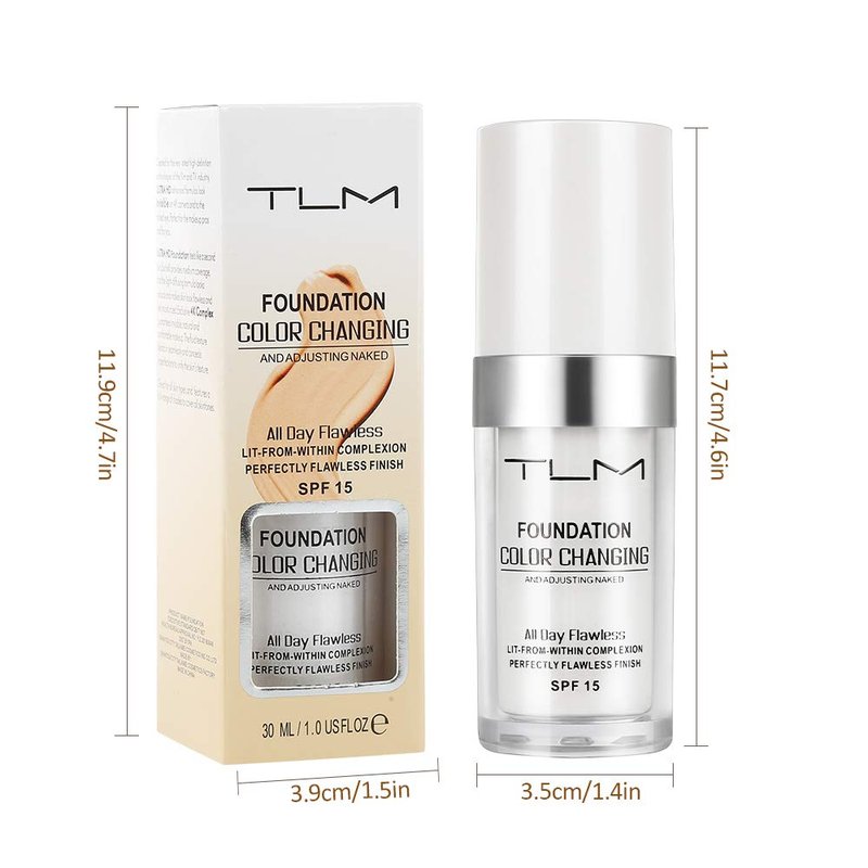 Color Changing Foundation Liquid Set - Flawless Full Coverage Makeup with 2 Brushes & Sponges | 30ml