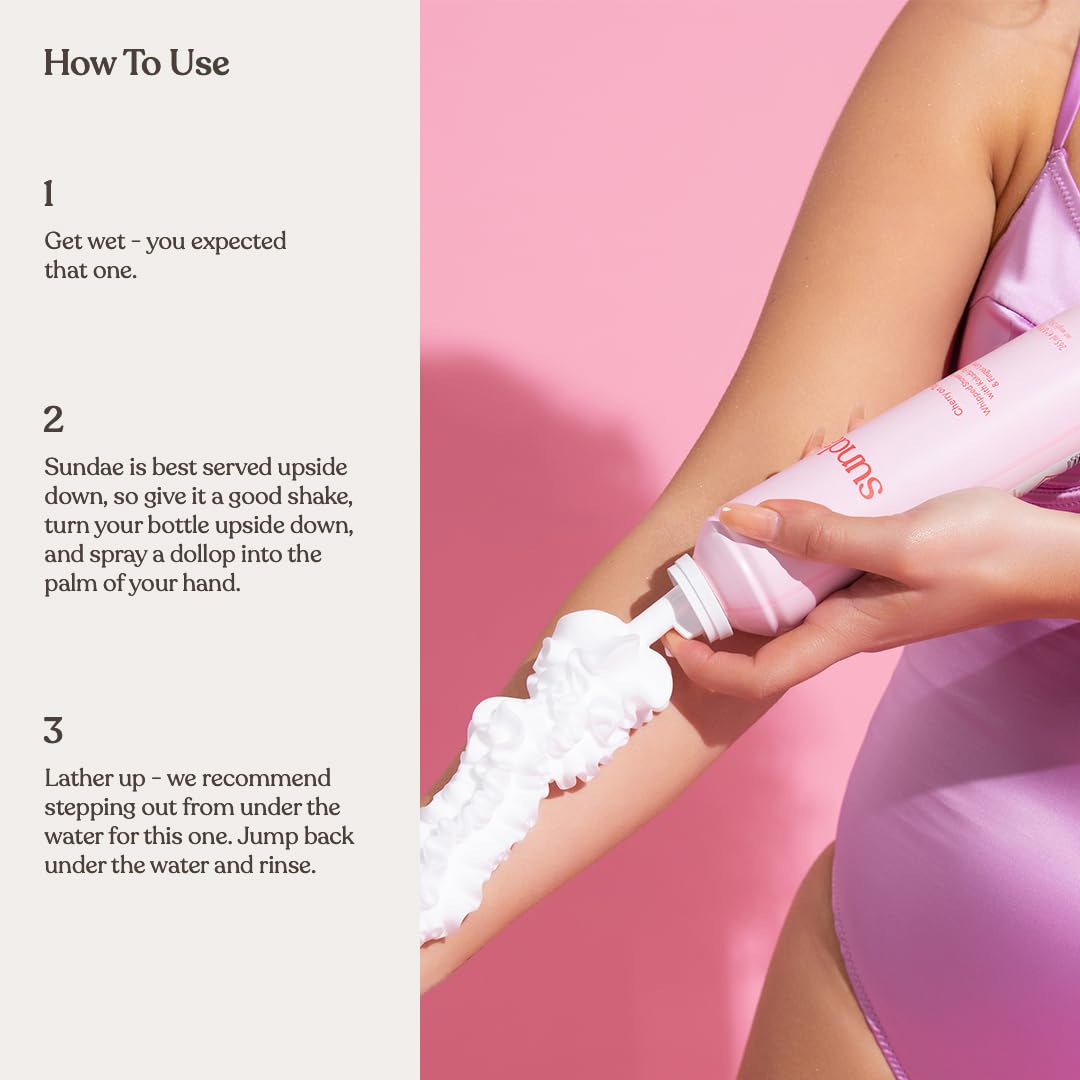 sundae Whipped Shower Foam Cherry on Top Foaming Body Wash 8.9 fl oz, 265ml with Kakadu Plum & Finger Lime