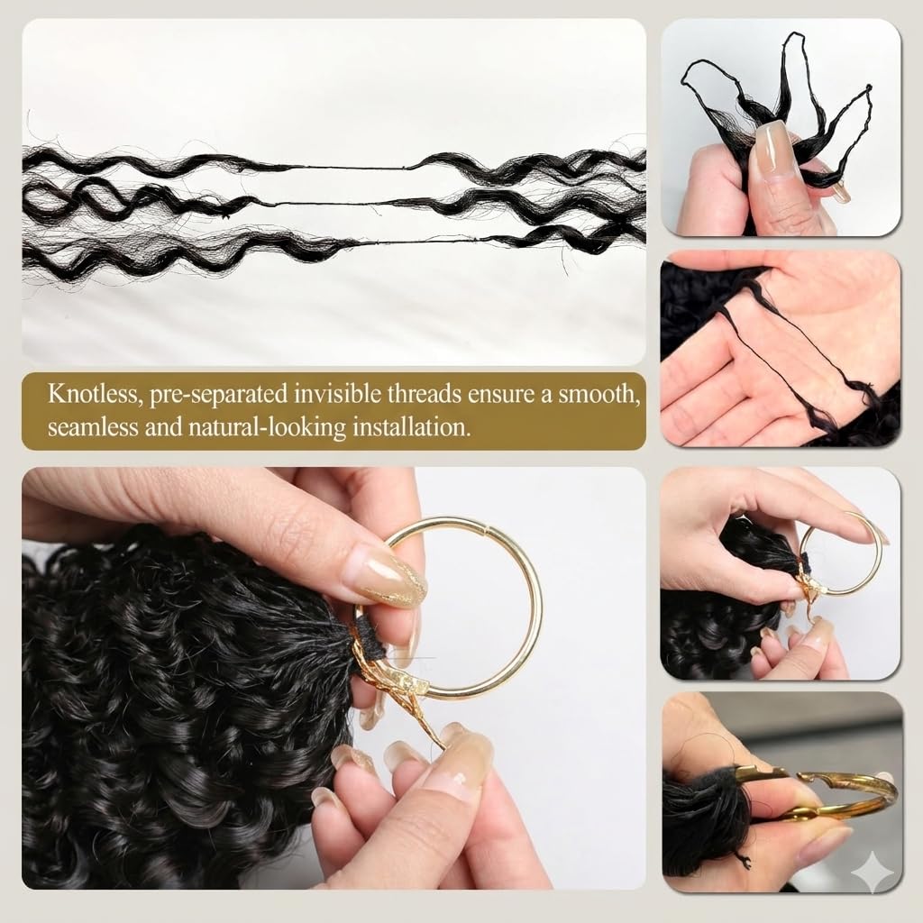 VIPbeauty Burmese Curly Crochet Hair Extensions - 12 Inch, 60g Knotless, Lightweight Remy Hair in Natural Black