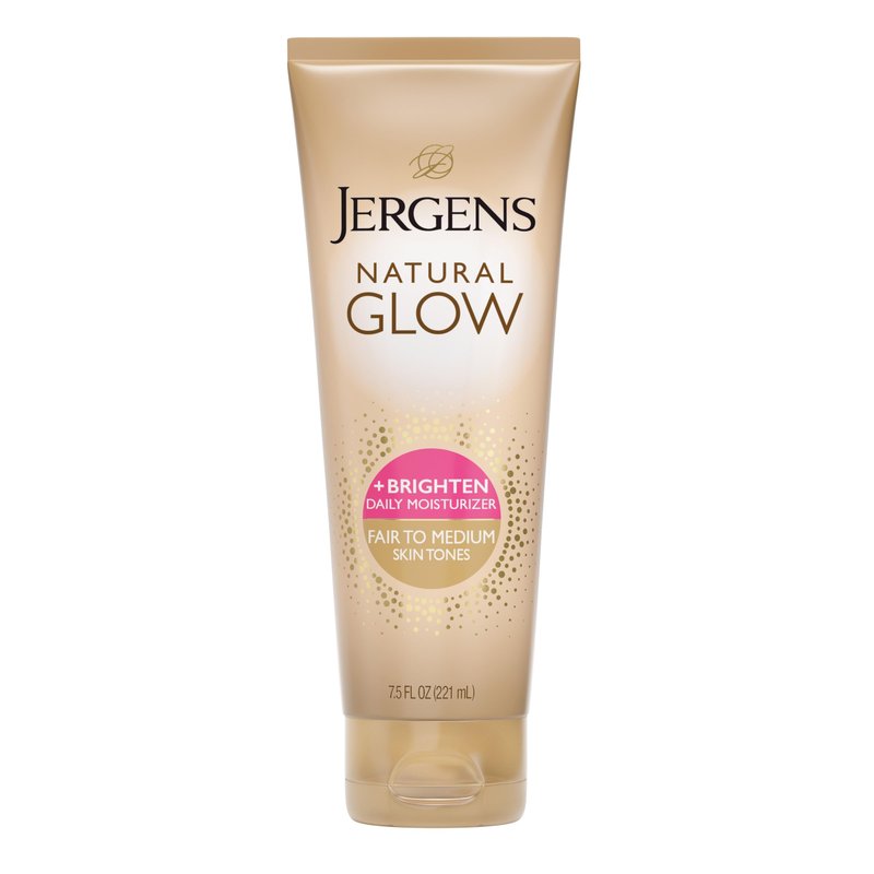 Jergens Natural Glow Self Tanner Body Lotion, Sunless Tanning, Fair to Medium Skin Tone, Daily Moisturizer with Coconut Oil, Vitamin E and Antioxidants, 7.5 Oz