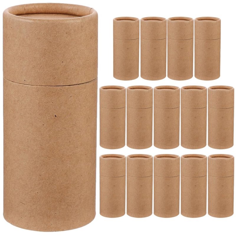 Healvian 15Pcs Round Kraft Gift Boxes 4.21X1.69 Inch Packaging Tubes with Lids for Essential Oil Bottle Wrapping Tea Leaf Jar Storage Multipurpose Paper Gift Containers