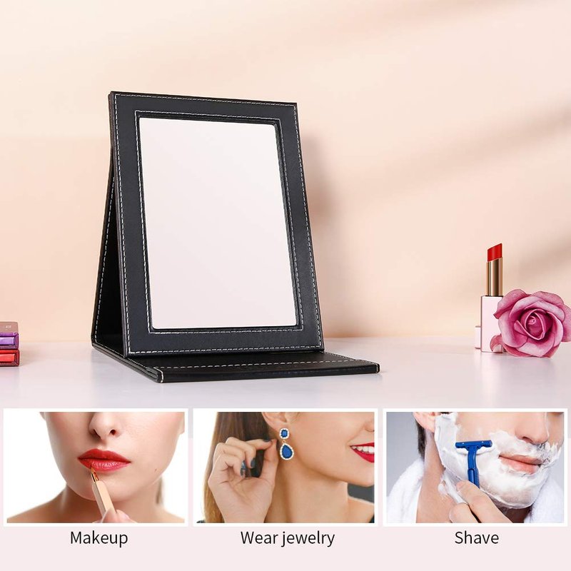 DUcare Portable Folding Mirror - Adjustable Ultrathin Vanity Mirror with Stand for Travel & Home