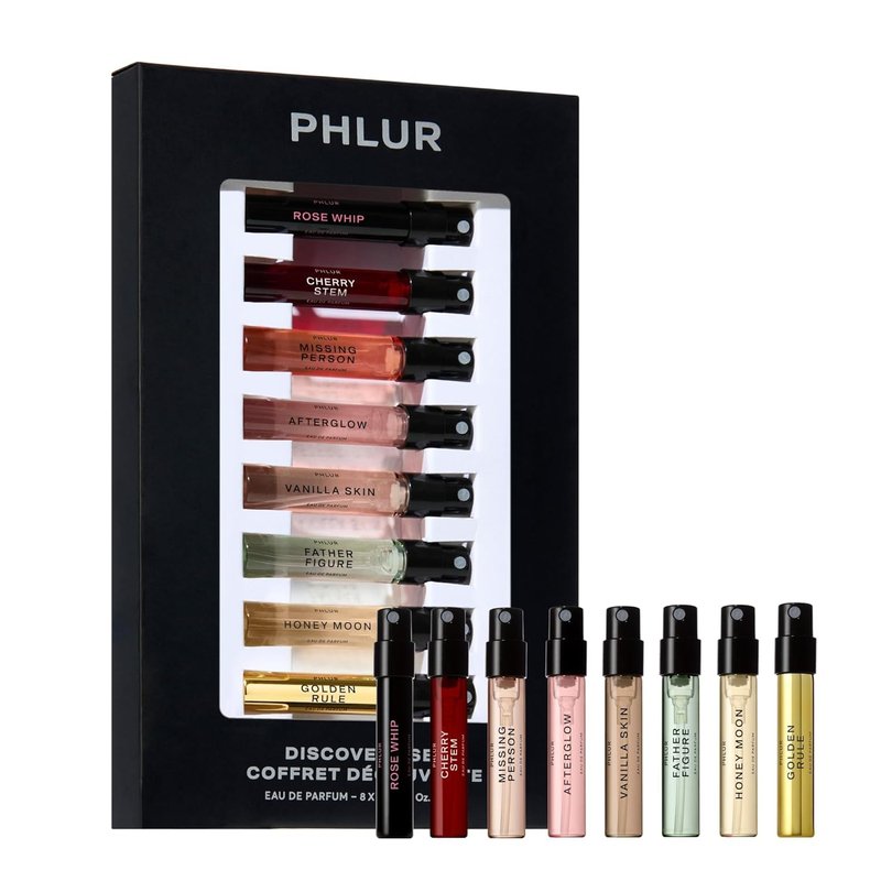 PHLUR Fragrance Discovery Set - 8pc Perfume Sample Set with Cherry Stem, Afterglow & Honey Moon | 2mL Mini Fine Fragrance Samples