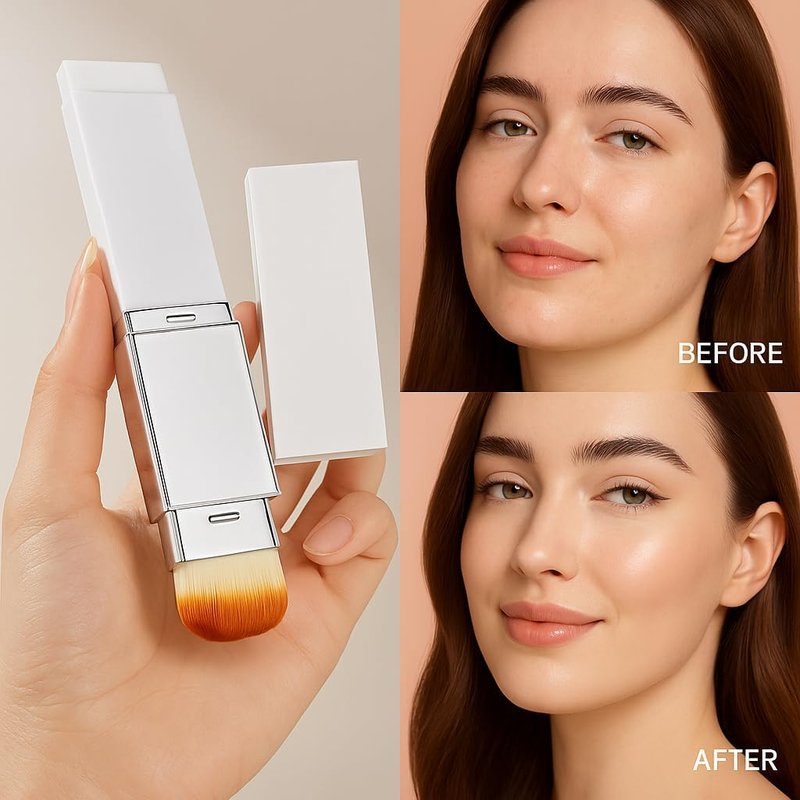 Blanc Cover Cream Stick – Korean Color Changing Foundation Stick with Volufiline & Collagen – Concealer Foundation Sticks for Dewy Skin– Makeup Foundations Sticks with Detachable Brush (Natural)