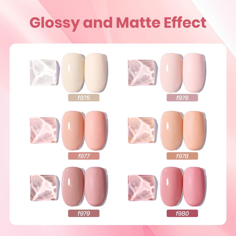 Beetles Nude Pink Gel Polish - 6 Colors Nude Pink gel polish Set Summer Light Colors Soak Off Nail Art Manicure Salon Uv Led DIY at Home Vanilla Cloud Collection